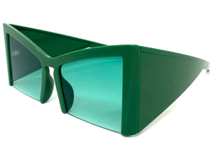 Oversized Exaggerated Modern Retro Cat Eye Style SUNGLASSES Large Green Frame 1286