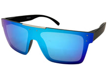 Classic Biker Motorcycle Riding Fishing Wrap Shield Style POLARIZED SUNGLASSES Black Frame - Blue Lens X0023