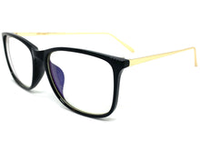 Classic Vintage Retro Style Clear Lens EYEGLASSES Square Black & Gold Frame IT097