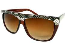 Oversized Classic Vintage Retro Style SUNGLASSES Large Brown Snakeskin Frame 1201