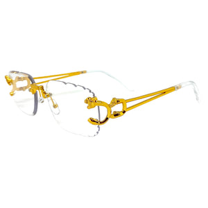 Classy Elegant Luxury Modern Designer Style Clear Lens EYEGLASSES Gold Rimless Frame 5294