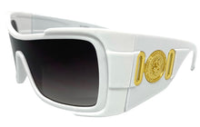 Oversized Classic Retro Wrap Shield Style SUNGLASSES Huge Super Thick White Frame 80639