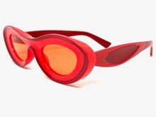 Contemporary Modern Retro Raver Party SUNGLASSES Funky Red Frame 2123