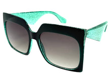 Oversized Exaggerated Vintage Retro Style SUNGLASSES X-Large Square Teal Green Frame 49308