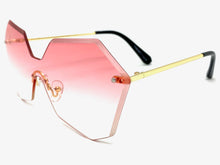 Sleek Modern Retro Shield Style SUNGLASSES Gold Rimless Frame 7756