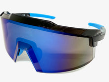 Oversized Retro Sporty Wrap Around Shield Style SUNGLASSES Large Frame - Blue Lens 80963