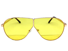 Oversized Modern Retro Shield Style SUNGLASSES Large Rose Gold Frame - Yellow Lens 4617