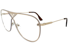 Oversized Modern Retro Shield Style Clear Lens SUNGLASSES Large Gold Frame 4294