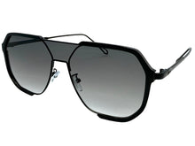 Classy Trendy Bold Modern Retro Shield Style SUNGLASSES Black Frame - Gradient Lens 5399