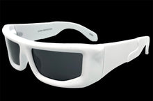 Sleek Modern Futuristic Biker Sporty Wrap SUNGLASSES Thick White Frame 80622