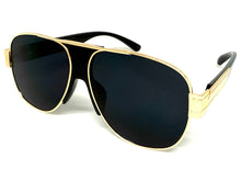 Classic Hardcore Biker Gangster Hip Hop Rapper Style SUNGLASSES Gold & Black Frame - Super Dark Lens 4000
