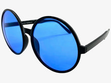 Oversized Classic Vintage Retro Style SUNGLASSES X-Large Round Black Frame 1734