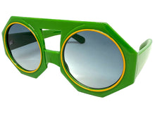 Oversized Exaggerated Vintage Retro Style SUNGLASSES Large Geometric Green Frame 1335