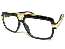 Classic Vintage Retro Hip Hop Rapper Style Clear Lens EYEGLASSES Large Black & Gold Frame 27002