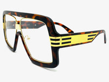 Oversized Classic Vintage Retro Hip Hop Style Clear Lens EYEGLASSES Large Tortoise & Gold Frame 96420