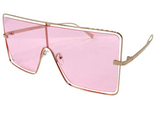 Oversized Futuristic Modern Retro Shield Style SUNGLASSES Large Gold Frame 96177