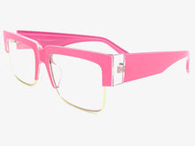 Classy Contemporary Modern Retro Clear Lens EYEGLASSES Neon Pink & Gold Frame 8259