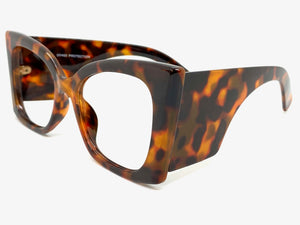 Oversized Exaggerated Retro Cat Eye Style Super Thick Leopard Lensless Eye Glasses- Frame Only NO Lens 80576