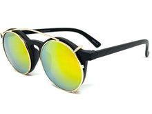 Classic Vintage Retro Style Clip On SUNGLASSES Round Black Frame 6442