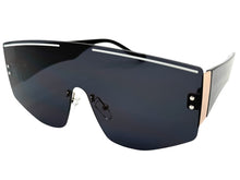 Oversized Futuristic Modern Retro Shield Style SUNGLASSES Large Flat Dark Lens 10858