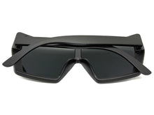 Oversized Futuristic Modern Rerto Shield Style SUNGLASSES Large Black Frame 7407