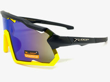Oversized Retro Sporty Wrap Around Style SUNGLASSES Large Black & Yellow Frame 3693