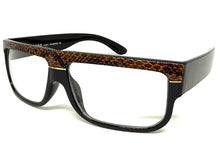 Classic Vintage Retro Hip Hop Rapper Style Clear Lens EYEGLASSES Thick Black Snakeskin Frame 1221