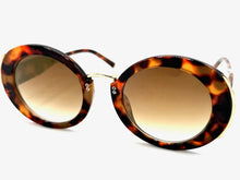 Exaggerated Vintage Retro Funky Hippie Style SUNGLASSES Round Tortoise & Gold Frame P8216
