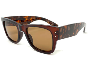 Classic Vintage Retro Style SUNGLASSES Thick Square Brown Frame 6034