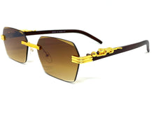 Classy Elegant Sophisticated Luxury Style SUNGLASSES Gold & Wooden Frame E0958