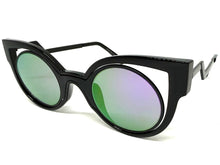 Classic Vintage Retro Cat Eye Style SUNGLASSES Funky Black Frame - Purple Lens 1737