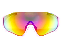 Sporty Retro Wrap Around Shield Style SUNGLASSES Pink Frame Gold Lens E2028