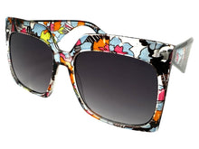 Oversized Exaggerated Vintage Retro Style SUNGLASSES X-Large Square Floral Frame 49308