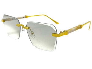 Classy Elegant Luxury Modern Style SUNGLASSES Rimless Gold Frame 5331