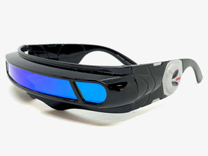 Space Futuristic Robotic Cyclops Shield Costume Party SUNGLASSES Black Frame ST110