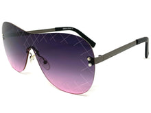 Oversized Contemporary Modern Retro Shield Style SUNGLASSES Flat Purple Lens A246