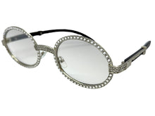Classy Elegant Luxury Modern Hip Hop Style Bling SUNGLASSES Large Oval Silver & Faux Wooden Frame E065