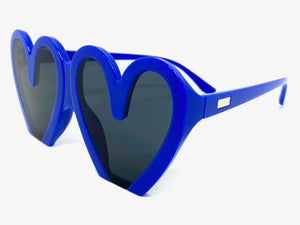 Oversized Exaggerated Retro Style SUNGLASSES Heart Shape Blue Frame 68159