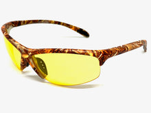 Classic Sporty Wrap Around HD Yellow Lens SUNGLASSES Brown Camouflage Frame 2250