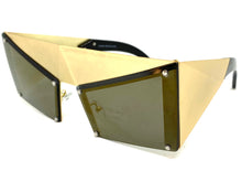 Modern Retro Futuristic Party Raver Style SUNGLASSES Unusual Gold Frame 5275