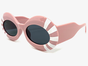 Exaggerated Vintage Retro Style SUNGLASSES Thick Oval Pink Frame 80591