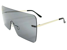 Oversized Exaggerated Modern Retro Shield Style SUNGLASSES Large Flat Gray Lens 10549