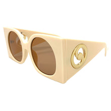 Oversized Exaggerated Classic Vintage Retro Style SUNGLASSES Huge Square Cream Frame 2158