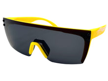 Classic Hardcore Biker Gangster Wrap Shield Style POLARIZED SUNGLASSES Yellow Frame - Dark Lens X0018