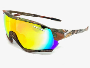 Classic Sporty Wrap Around Style SUNGLASSES Large Camouflage Frame CAMO-13