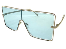 Oversized Futuristic Modern Retro Shield Style SUNGLASSES Large Silver  Frame 96177