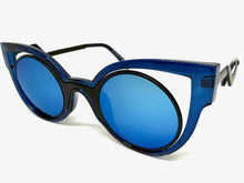 Classic Vintage Retro Cat Eye Style SUNGLASSES Funky Blue Frame 1737