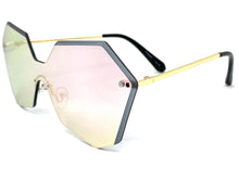 Sleek Modern Retro Shield Style SUNGLASSES Gold Rimless Frame 7756