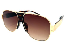 Classic Hardcore Biker Gangster Hip Hop Rapper Style SUNGLASSES Gold & Tortoise Frame - Brown Lens 4000