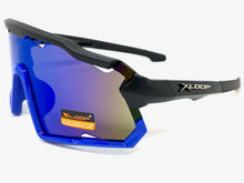 Oversized Retro Sporty Wrap Around Style SUNGLASSES Large Black & Blue Frame 3693